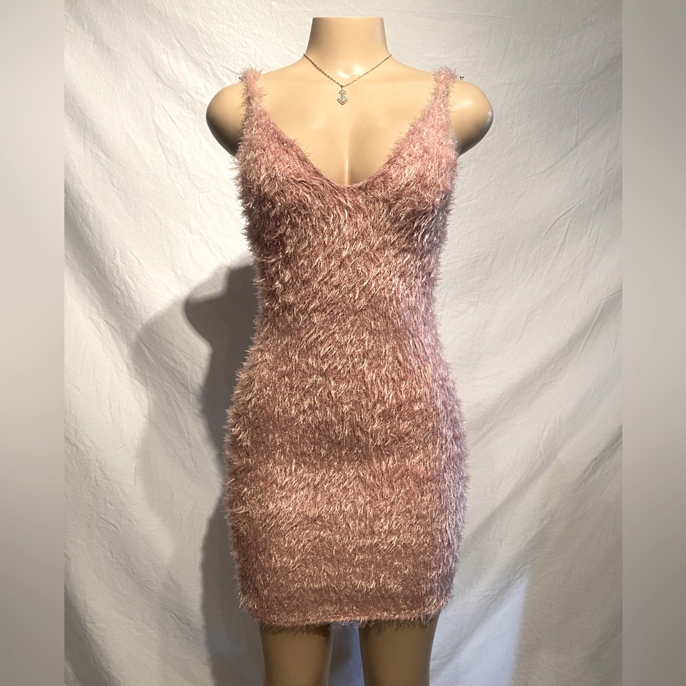 Fashion Nova soft fuzzy pink Dress M